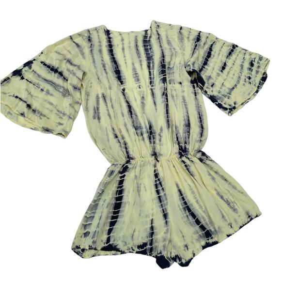 Surf Gypsy Romper Yellow Tie Die Swim Cover Short Sleeve Women's Size Small NWT - Picture 5 of 10